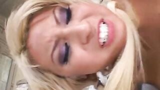 Hispanic thot with long butt blows and fucks rough penis on couch.