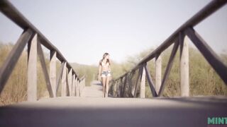 Slim and Good Talia Mint Masturbates on Outdoor Beach