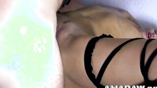 Lady Diamond has a toy up her snatch and anal long penis sex