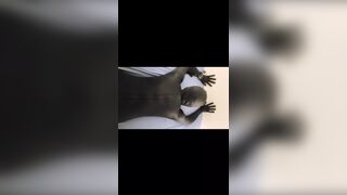 Double penetration , handcuffed inside catsuit