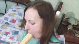 Beauty Dark Hair with natural titrs Sucking Off Vibrator