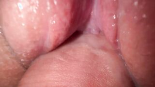 Dirty creamy bitch squirts and gets cum on vulgar barely legal vagina