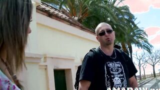 Fucking blonde tiny jugs teenie Dulce Chicki besides a vehicle