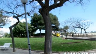 Fucking blonde tiny jugs teenie Dulce Chicki besides a vehicle