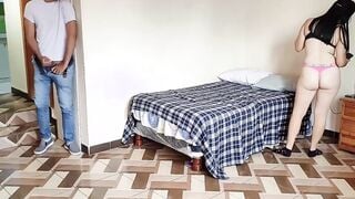 Fucking my stepmom rough into the room: I spy my stepmom while she takes her clothes off and she discovers me when I masturbate