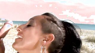 Coral Joice big boobed dark haired fucks and offer a oral sex to