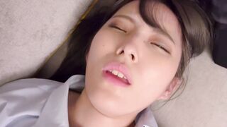Japanese 19 year old with amazingly hot tiny breasts getting her tight soak bald cunt nailed deepthroat by huge cock. Fucking rough doggy style. Japanese amateur 18yo porn.
