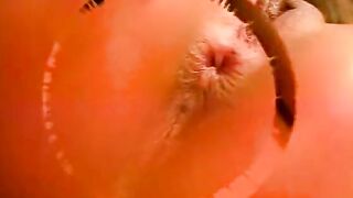 Fit, old Cutie into red tights and heels gets double penetration'ed
