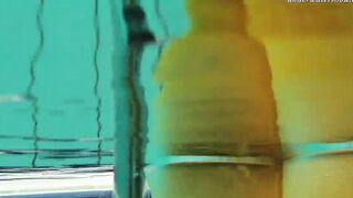 Bombshell orange tights of Markova underwater