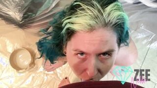 Gagged and Puked on BBW babes strap