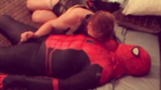 Batgirl blows Spiderman