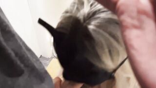 women blows me off inside the bathroom after masquerade party