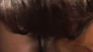 Lusty strap on fucking ebony mom carpet munching