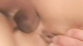 Blonde cougar into orange dress swings between 2 big dicks on hotel couch
