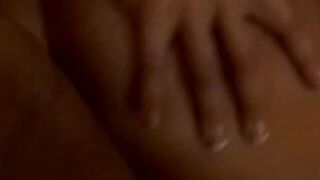 Women inside red stockings is nailed by long penis from behind