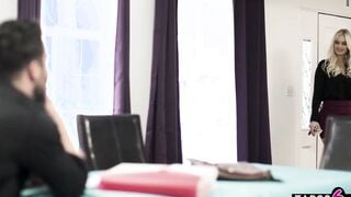 Cheating accountant hubby into a love triangle with client Violet Starr and his milf ex-wife Rachael Cavalli
