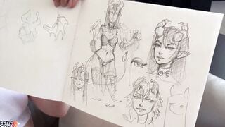 Turned On Artist Gets Turned On by Drawing Animated. She is Filthy About Deep Throat and Bae Hard Sex