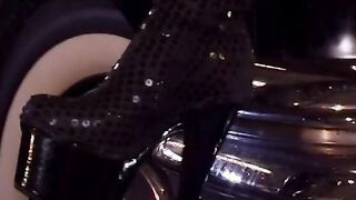 Blonde mom inside underwear and boots gets railed from behind into a garage