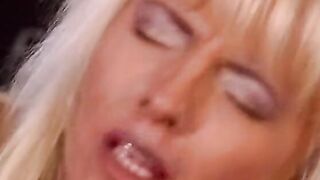 Blonde mom inside underwear and boots gets railed from behind into a garage