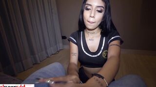 Long boobed amateur hispanic 18 yo Genesis handling a long euro cock