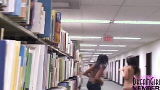 This Is Dirty! 2 Girls Nude Into A College Library!