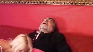 beauty blonde with huge titted sits on a long penis and fucks her vagina raw