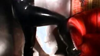 Naked man is booty-slapped and whipped by domina