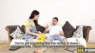 SIS.PORN. Filthy beauty turns rich stepbrother on so now man is tied to nail bald snatch
