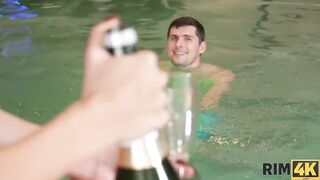 RIM4K. Rich man has fun at VIP spa center with cute teens Girl