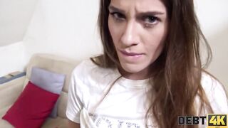 Debt4k. Young Naive Businessman Offer Unshaved Cunt For All Her Debts