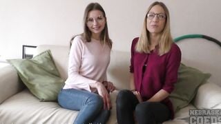 crazy hot adorable college girls getting nude and having lesbo fun on casting couch