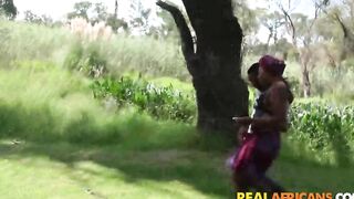 African bounces her long ass on a african penis into outdoor and gets finger fuck rough until orgasm