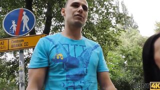 HUNT4K 19 Year Old raven-haired performer shows her sex skillz inside the fresh air