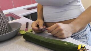 Big Boobed milf Milking and Masturbate with Cucumber