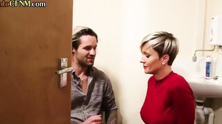 Big Tit CFNM fem dom giving hj to lucky dude