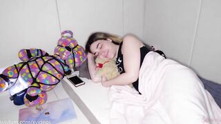 Female chastity sub Lexi Grey gets a morning piss beverage, then is roughly butt nailed with she paints with cum