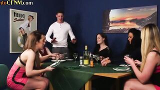 CFNM babes blowing off and tugging fortunate lad