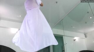 Chubby 18 year old Natasha Fank goes up and down poles