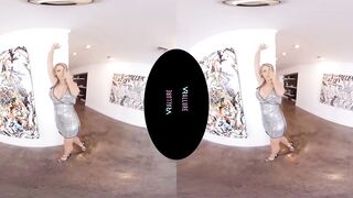 VRALLURE Big Tit blonde milf Katie Morgan shoves her dildo deep inside her vagina inside virtual reality