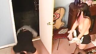 Hottie dark haired with big full boobies gets her vagina filled up with a long cock