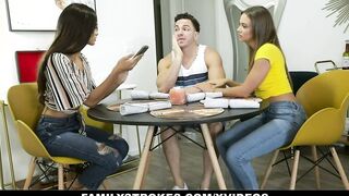 Family Grind - Horny Milfs Havana Blue and Gia Vendetti Takes Foster Sons Virginity