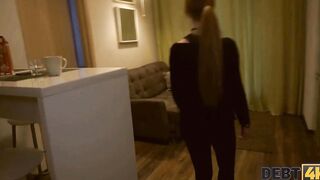 DEBT4k. Women pays for gadgets by sucking off and rides collectors cock