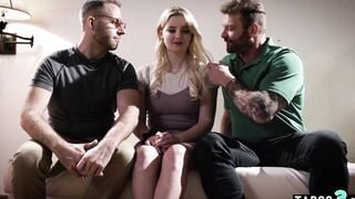 2 guys with similar interests sharing a long boobed BBW eighteen Eliza Eves