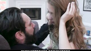 Family Rubs - Irresistible Teenie Gets Her Tight Snatch Slammed Rough By Her Perv Stepdaddy