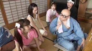 Perfect japanese barely legal got their bushy pussys banged! by group sex at daddy's house!