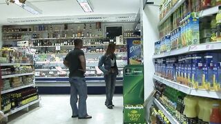 cunt with mouth gets screwed into candy store jerks and blows!