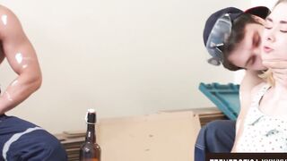 Angelic 19 Yo Via Lasciva Gets Double Penetrated by two Turned On Workers