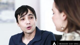 MODERN-DAY SINS - Nervous Teenie Fucks His Bully's SEXY cougar STEPMOM Natasha Nice! LONG BOUNCING MELONS!