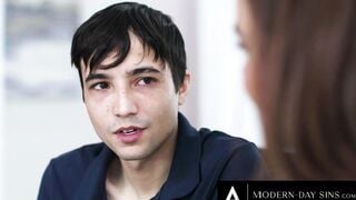 MODERN-DAY SINS - Nervous Teenie Fucks His Bully's SEXY cougar STEPMOM Natasha Nice! LONG BOUNCING MELONS!