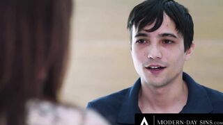 MODERN-DAY SINS - Nervous Teenie Fucks His Bully's SEXY cougar STEPMOM Natasha Nice! LONG BOUNCING MELONS!